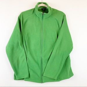 💕Lands End Fleece Jacket Full ZIP Green Sz XL/P 18